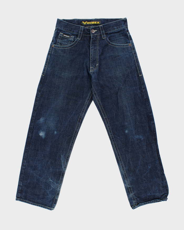 Vintage 1990s Avirex Embroidered Denim Wide Leg Jeans - W32 L31