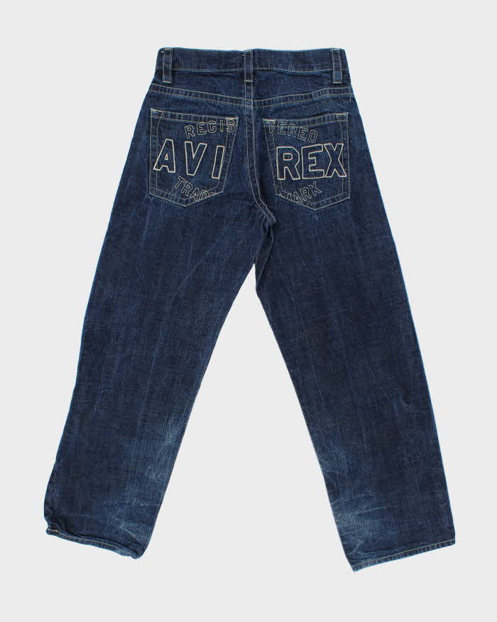 Vintage 1990s Avirex Embroidered Denim Wide Leg Jeans - W32 L31