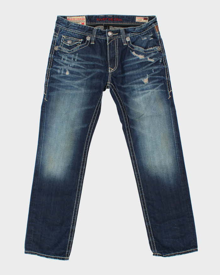 Vintage Y2K 00s Rivet De Cru Distressed Denim Relaxed Straight Leg Jeans - W38 L33