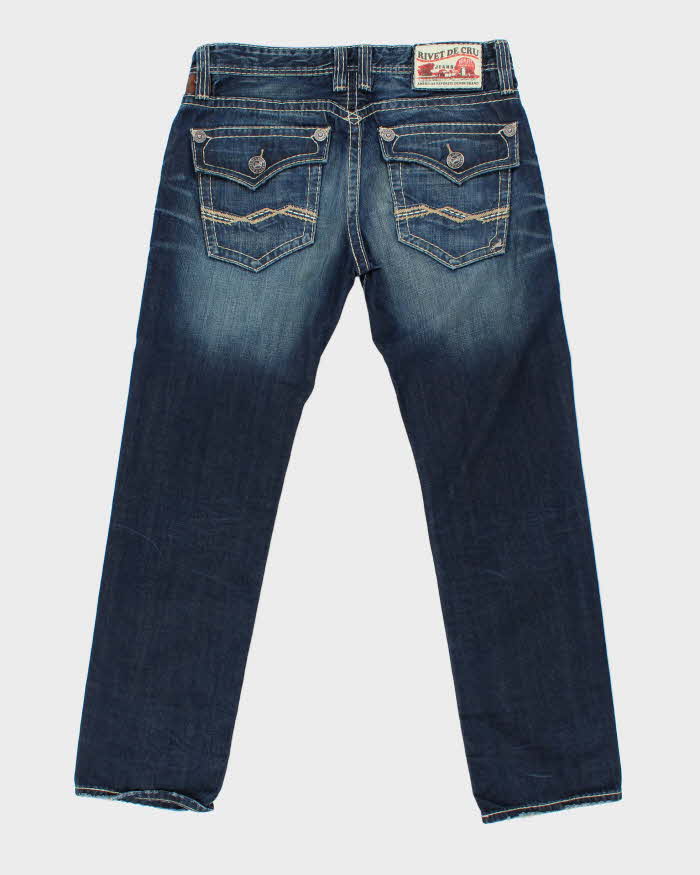 Vintage Y2K 00s Rivet De Cru Distressed Denim Relaxed Straight Leg Jeans - W38 L33