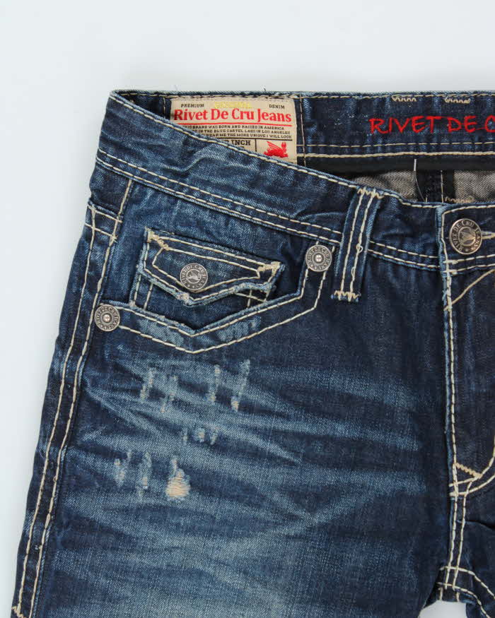 Vintage Y2K 00s Rivet De Cru Distressed Denim Relaxed Straight Leg Jeans - W38 L33