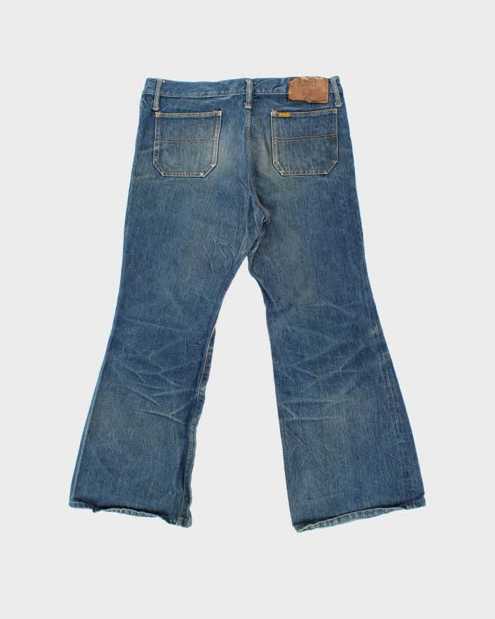 Vintage 1970s X-West Canton Japanese Denim Bell Bottom Flared Jeans - W34 L27
