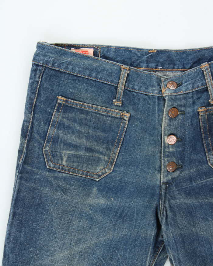 Vintage 1970s X-West Canton Japanese Denim Bell Bottom Flared Jeans - W34 L27