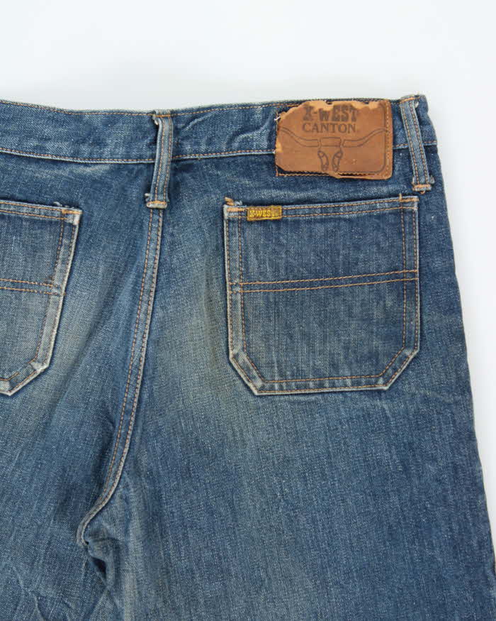 Vintage 1970s X-West Canton Japanese Denim Bell Bottom Flared Jeans - W34 L27