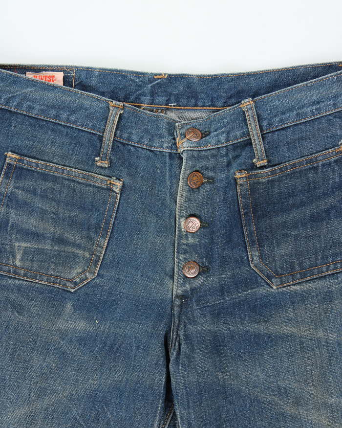Vintage 1970s X-West Canton Japanese Denim Bell Bottom Flared Jeans - W34 L27
