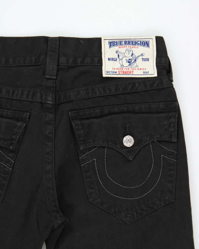 Vintage True Religion Straight Flap Black Denim Jeans - W34 L36