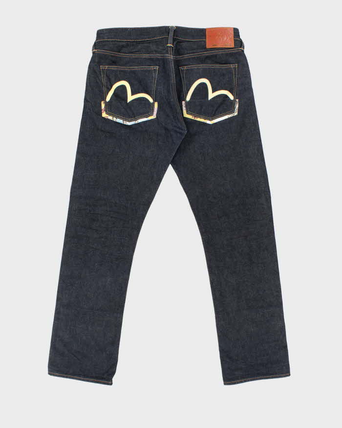 Vintage Evisu Kimono Motion Of The Ocean Japanese Raw Selvedge Denim Straight Leg Jeans - W34 L32