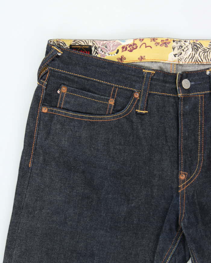 Vintage Evisu Kimono Motion Of The Ocean Japanese Raw Selvedge Denim Straight Leg Jeans - W34 L32