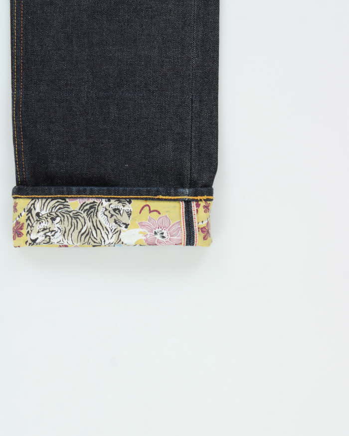 Vintage Evisu Kimono Motion Of The Ocean Japanese Raw Selvedge Denim Straight Leg Jeans - W34 L32