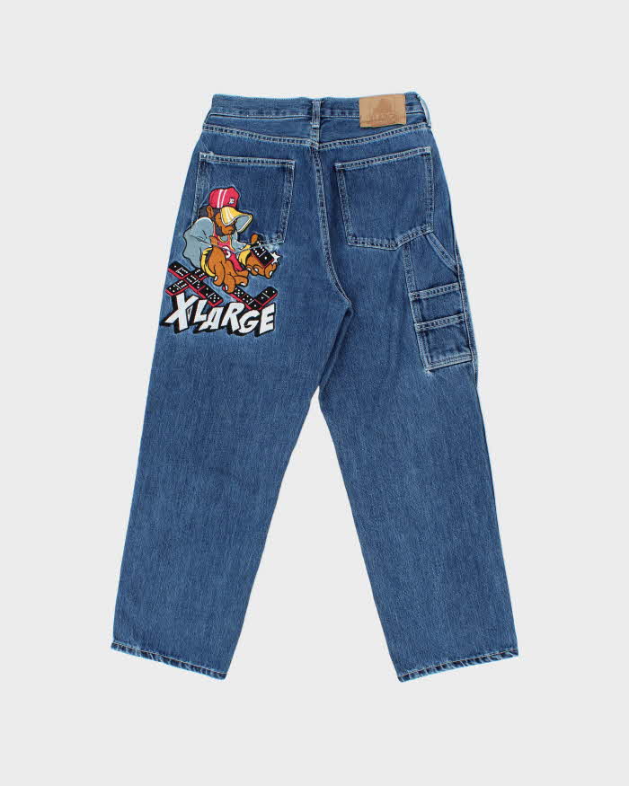 XLARGE Ape Embroidered Wide Leg Skater Carpenter Jeans - W34 L32