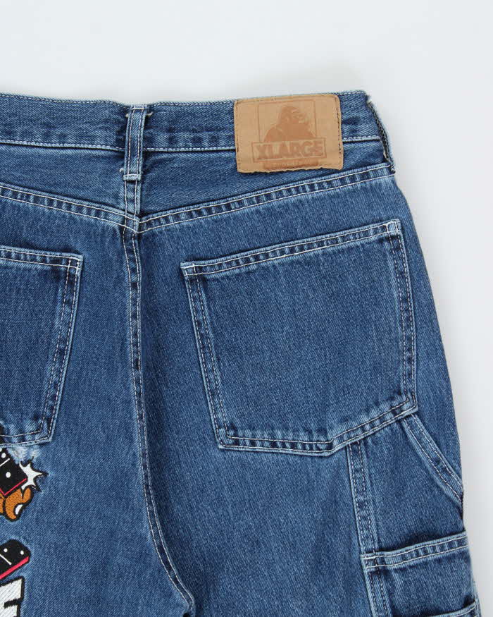 XLARGE Ape Embroidered Wide Leg Skater Carpenter Jeans - W34 L32