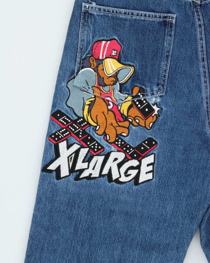 XLARGE Ape Embroidered Wide Leg Skater Carpenter Jeans - W34 L32