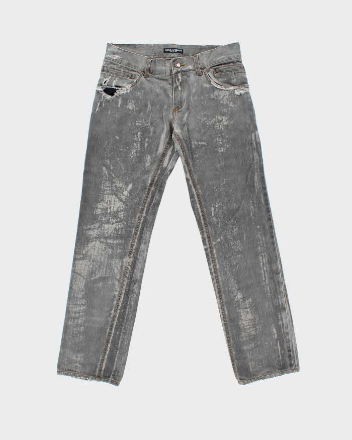 AW2019 Dolce &amp; Gabbana Distressed Low Rise Denim Straight Leg Jeans - W32 L32