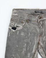 AW2019 Dolce &amp; Gabbana Distressed Low Rise Denim Straight Leg Jeans - W32 L32