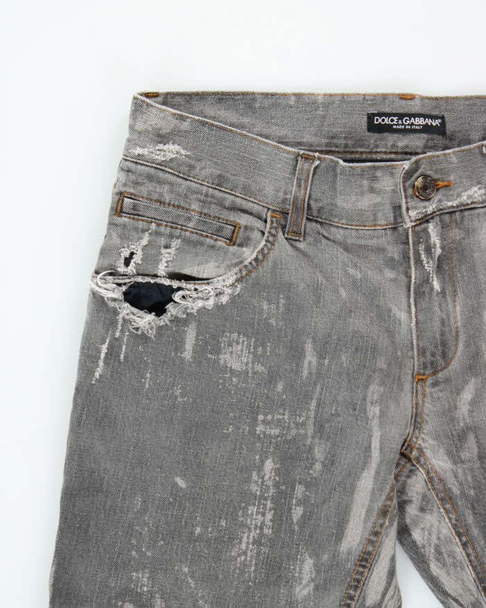 AW2019 Dolce &amp; Gabbana Distressed Low Rise Denim Straight Leg Jeans - W32 L32