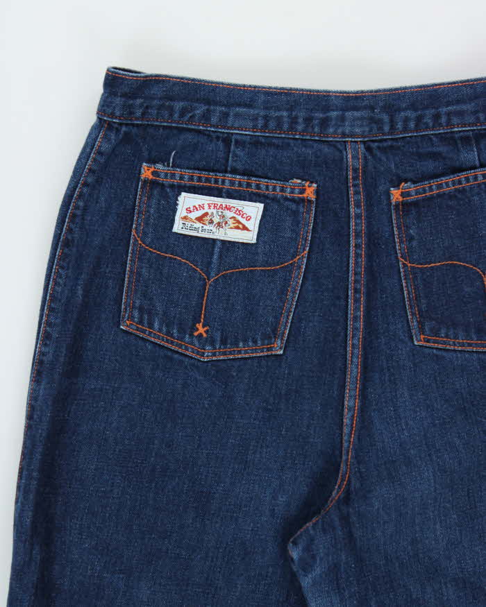 Vintage 1970s San Francisco Riding Gear Contrast Stitch Western Flared Cowboy Jeans - W28 L36