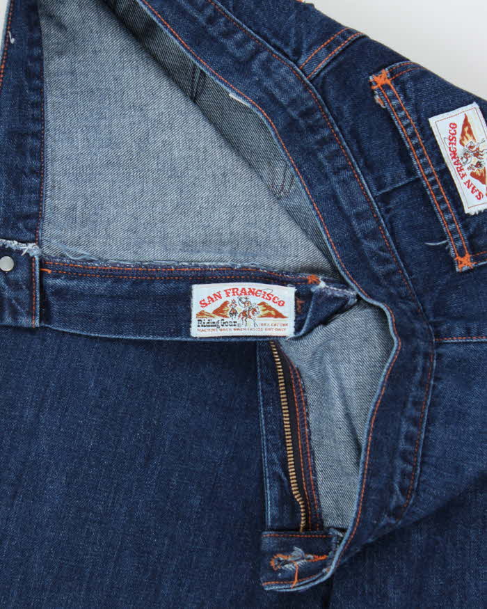 Vintage 1970s San Francisco Riding Gear Contrast Stitch Western Flared Cowboy Jeans - W28 L36