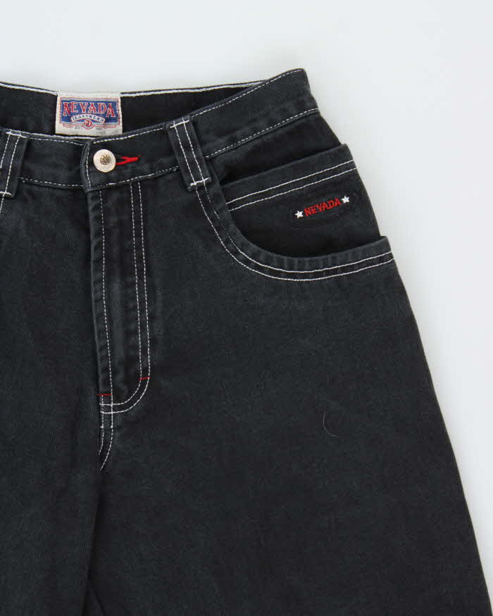 Vintage 1990s Nevada Contrast Stitch Ultra Wide Leg Denim Skater Jeans - W26 L28
