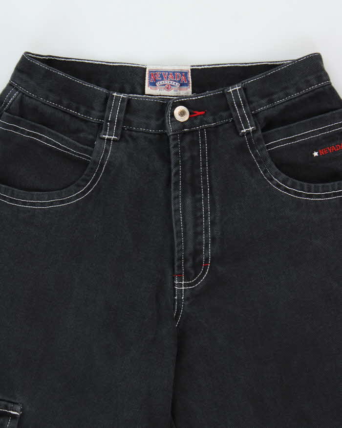 Vintage 1990s Nevada Contrast Stitch Ultra Wide Leg Denim Skater Jeans - W26 L28