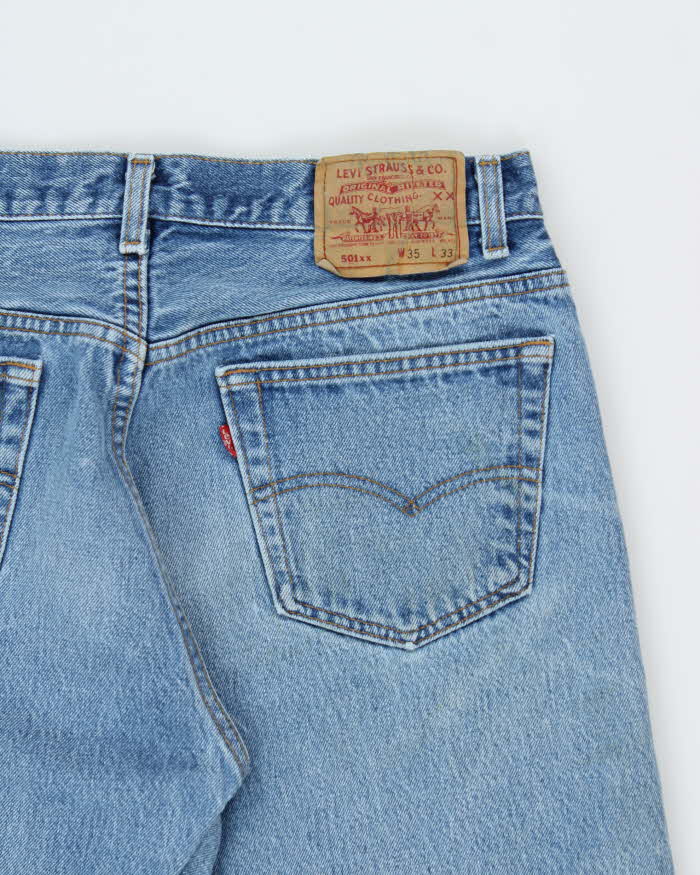 Vintage 1994 Levi's 501xx Red Batwing Made In USA Denim Straight Leg Jeans - W33 L30