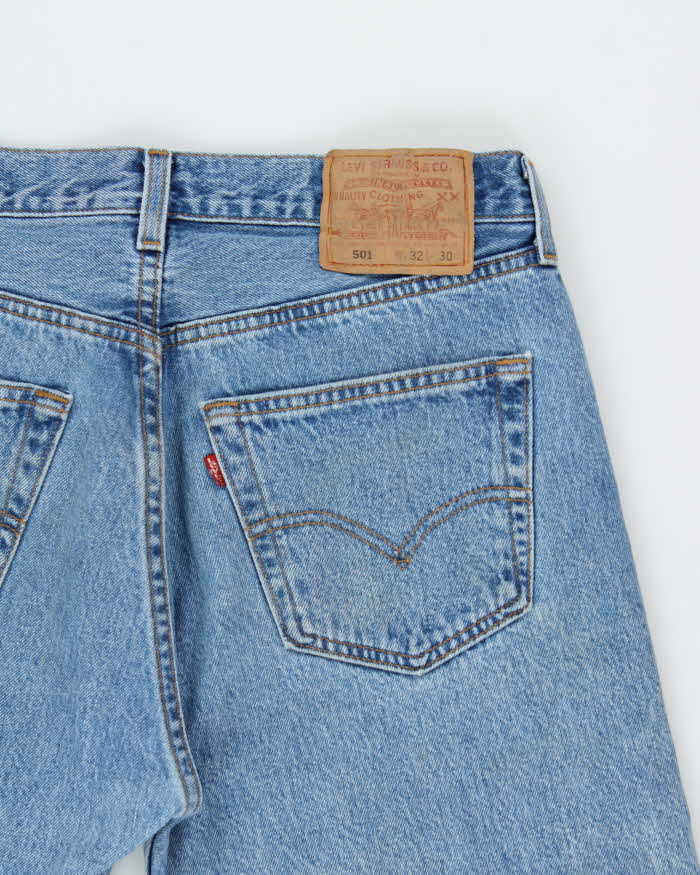 Vintage 1995 Levi's 501 Red Batwing Made In USA Denim Straight Leg Jeans - W32 L30