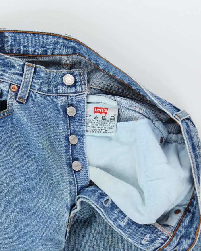 Vintage 1995 Levi's 501 Red Batwing Made In USA Denim Straight Leg Jeans - W32 L30