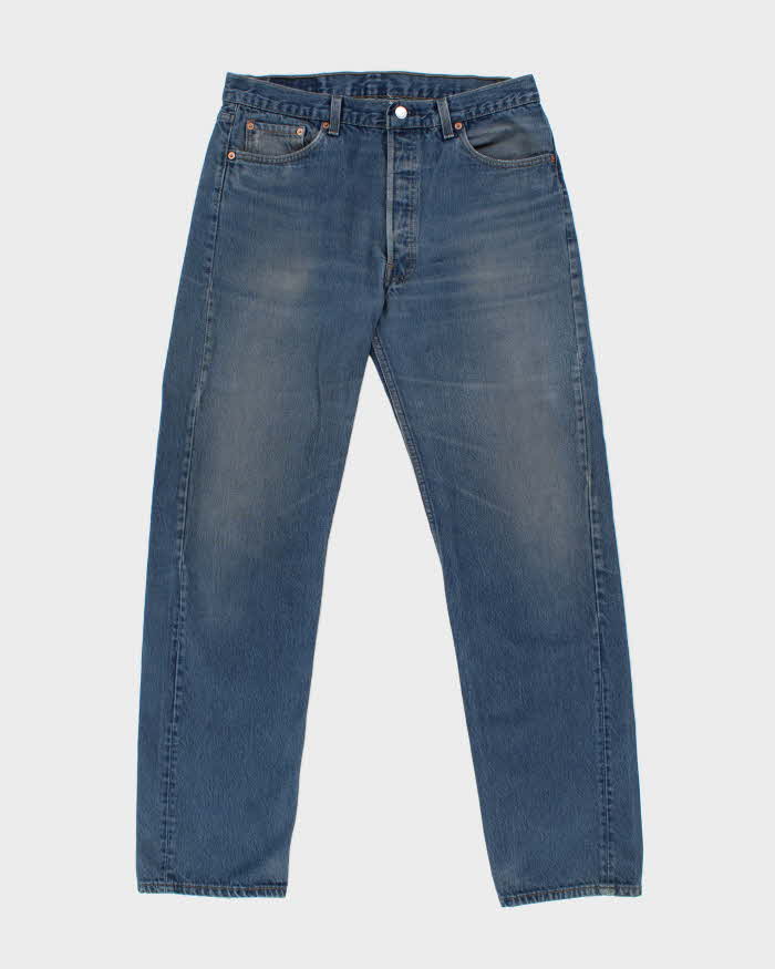 Vintage 1993 Levi's 501 Red Batwing Made In USA Dyed Denim Straight Leg Jeans - W36 L34