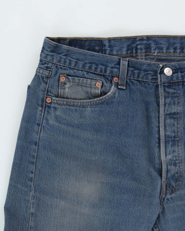 Vintage 1993 Levi's 501 Red Batwing Made In USA Dyed Denim Straight Leg Jeans - W36 L34