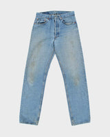 Vintage 1991 Levi's 501 Batwing Tag Made In USA Distressed Denim Straight Leg Jeans - W30 L33