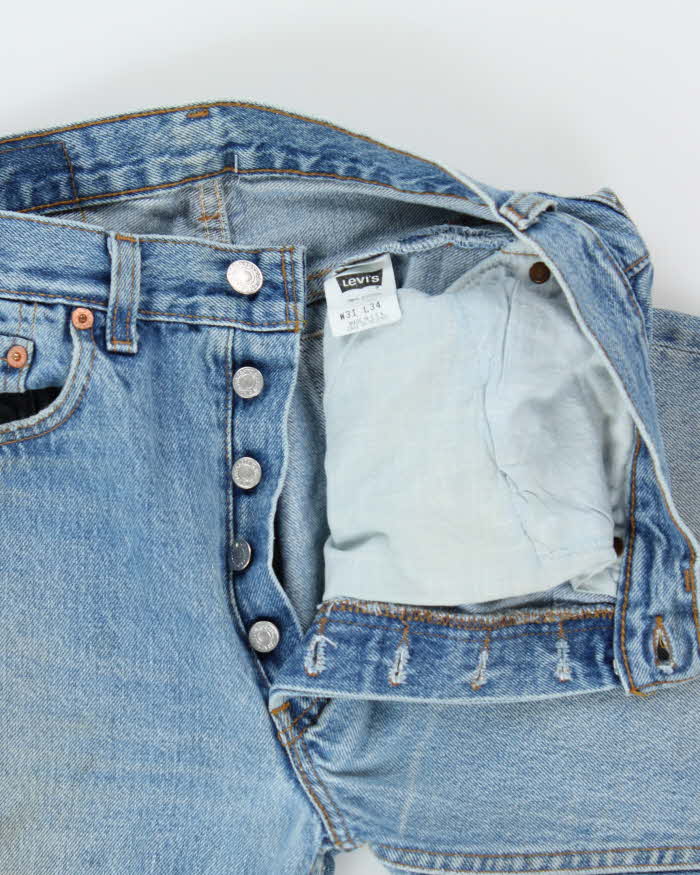 Vintage 1991 Levi's 501 Batwing Tag Made In USA Distressed Denim Straight Leg Jeans - W30 L33