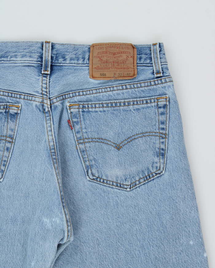 Vintage 1994 Levi's 501 Red Batwing Made In USA Straight Leg Dyed Denim Jeans - W33 L32