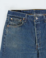 Vintage 1998 Levi's 501xx Red Batwing Made In USA Straight Leg Denim Jeans - W36 L33