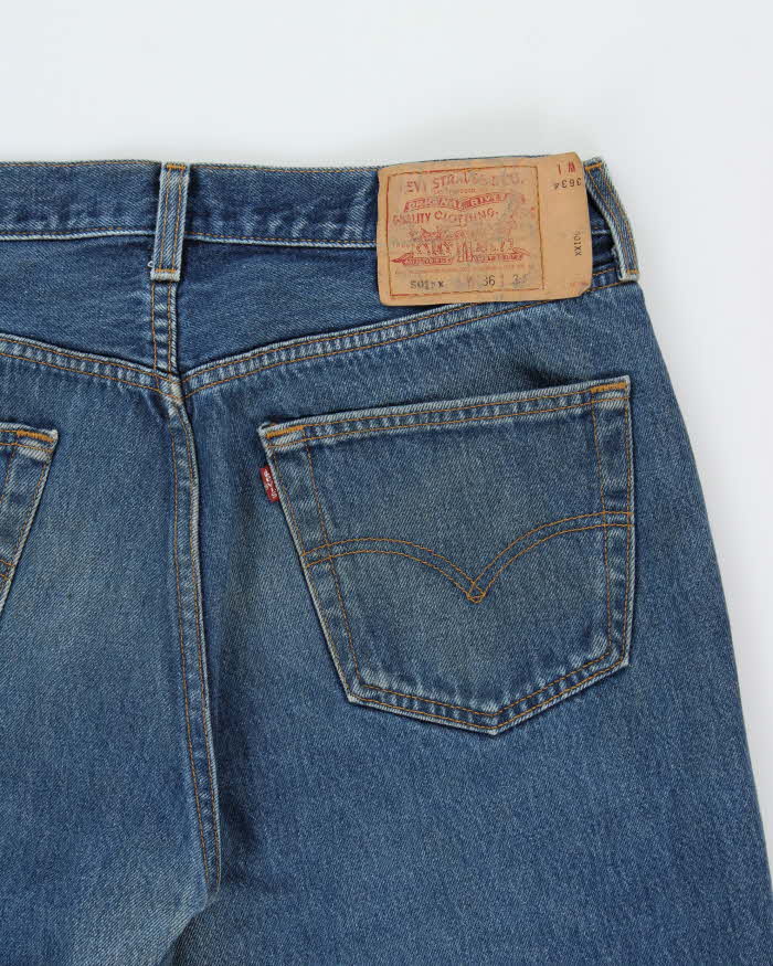 Vintage 1998 Levi's 501xx Red Batwing Made In USA Straight Leg Denim Jeans - W36 L33