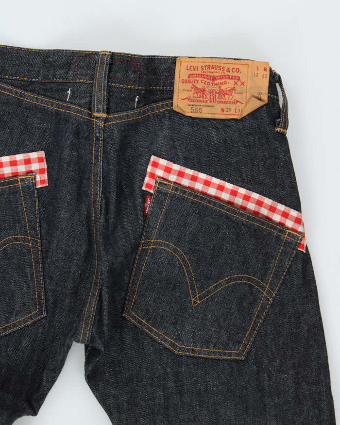 Vintage AW2009 Junya Watanabe Comme des Garcons x Levi's 505 Raw Japanese Denim Gingham Straight Leg Jeans - W29 L28