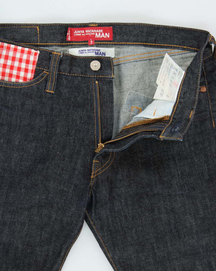 Vintage AW2009 Junya Watanabe Comme des Garcons x Levi's 505 Raw Japanese Denim Gingham Straight Leg Jeans - W29 L28