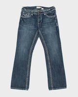Vintage Y2K 00s Laguna Beach Embroidered Contrast Stitch Bootcut Denim Jeans - W36 L34