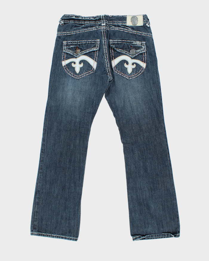 Vintage Y2K 00s Laguna Beach Embroidered Contrast Stitch Bootcut Denim Jeans - W36 L34