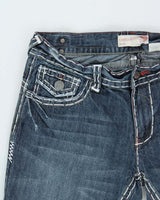 Vintage Y2K 00s Laguna Beach Embroidered Contrast Stitch Bootcut Denim Jeans - W36 L34