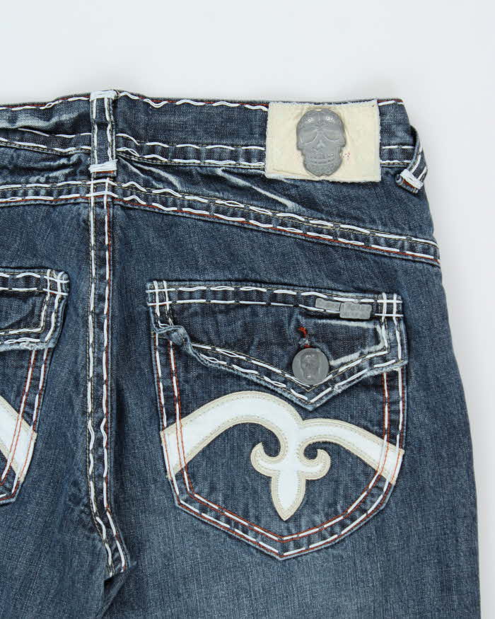 Vintage Y2K 00s Laguna Beach Embroidered Contrast Stitch Bootcut Denim Jeans - W36 L34