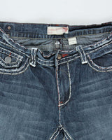 Vintage Y2K 00s Laguna Beach Embroidered Contrast Stitch Bootcut Denim Jeans - W36 L34
