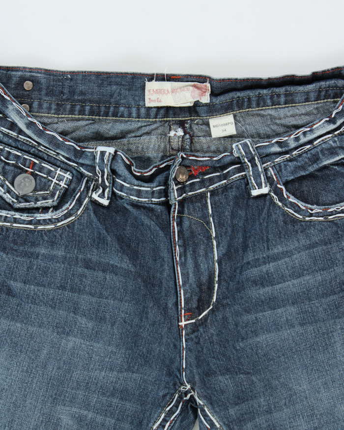 Vintage Y2K 00s Laguna Beach Embroidered Contrast Stitch Bootcut Denim Jeans - W36 L34