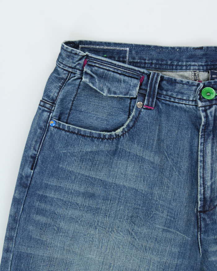 Vintage Y2K 00s Live Mechanics Embroidered Wide Leg Denim Jeans - W36 L34