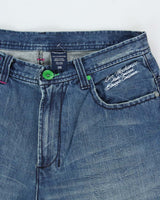 Vintage Y2K 00s Live Mechanics Embroidered Wide Leg Denim Jeans - W36 L34