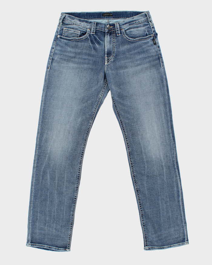 Vintage Y2K 00s Silver Clothing Greyson Contrast Stitch Relaxed Straight Leg Denim Jeans - W36 L36