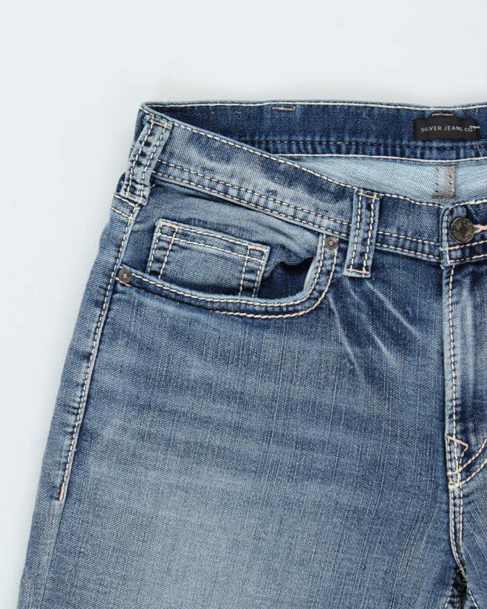 Vintage Y2K 00s Silver Clothing Greyson Contrast Stitch Relaxed Straight Leg Denim Jeans - W36 L36