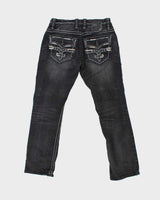 Vintage Y2K 00s Rock Revival Soren Contrast Stitch Embellished Straight Leg Denim Jeans - W31 L31
