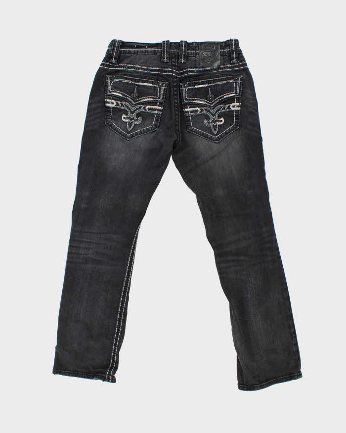 Vintage Y2K 00s Rock Revival Soren Contrast Stitch Embellished Straight Leg Denim Jeans - W31 L31