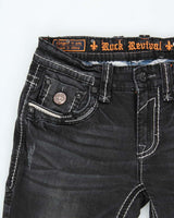 Vintage Y2K 00s Rock Revival Soren Contrast Stitch Embellished Straight Leg Denim Jeans - W31 L31