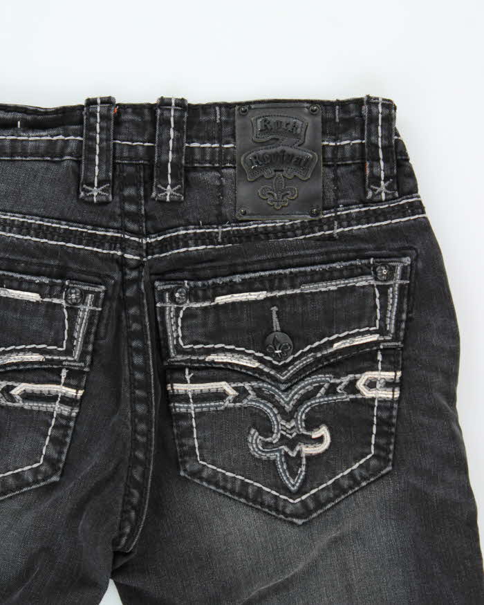 Vintage Y2K 00s Rock Revival Soren Contrast Stitch Embellished Straight Leg Denim Jeans - W31 L31