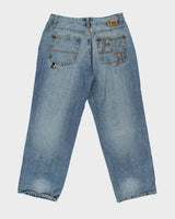 Vintage Y2K 00s Enyce Embroidered Wide Leg Denim Jeans - W36 L32
